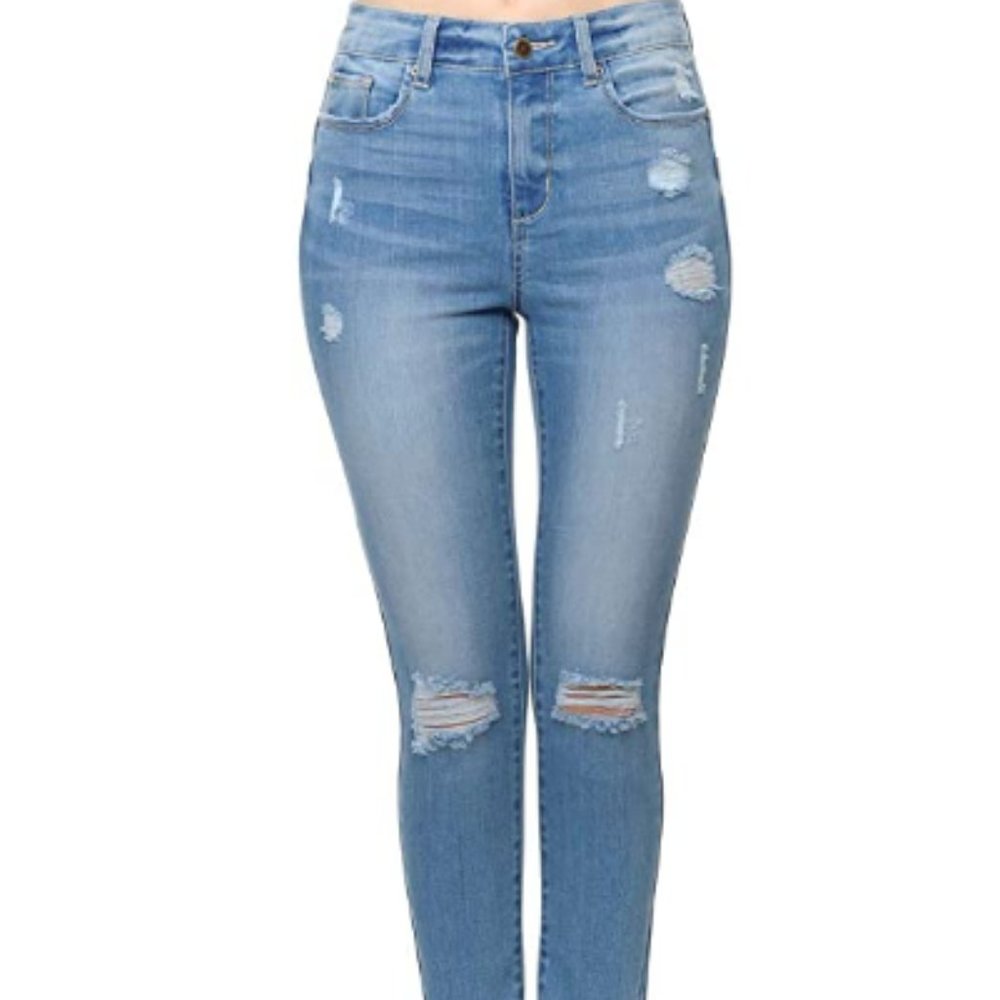 Wax Jean Women's 'Butt I Love You' Push-Up High-Rise Skinny Jeans with Destructe